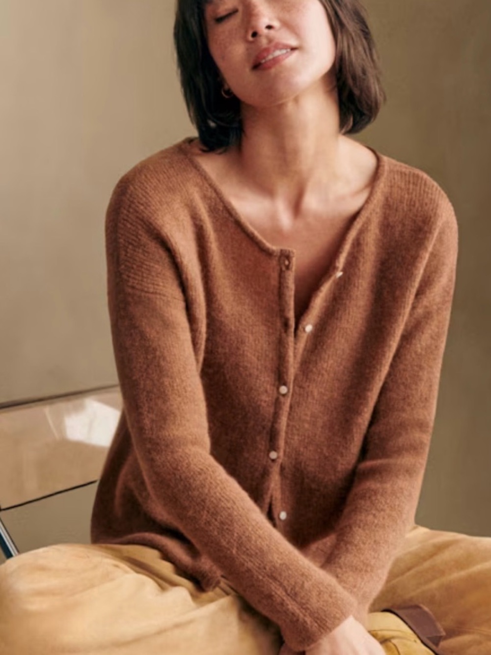 Sezane Gaspard Cardigan in Camel Size XS